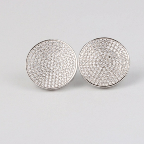 Iced Out Custom 925 Silver Circle Earrings - Picture 5 of 5